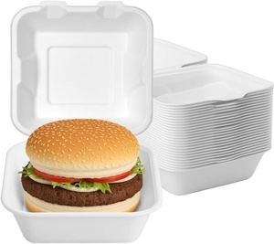 Export Quality Fast Food Container with Partition Takeaway <b>Box</b> 6x6 Inches Burger Fries Clamshell Container <b>Lunch</b> Packaging 2026 - Product Image 1
