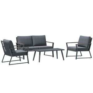 Juego de Muebles de Patio de Aluminio de 4 Piezas, Sofá de Dos Plazas y Sillones para Jardín con Mesa de Centro para Conversar - Product Image 1