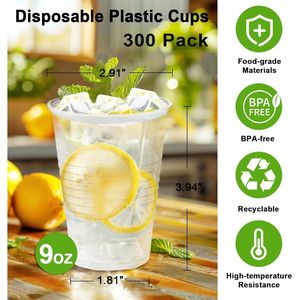 Paquete de 300 Vasos Desechables de Plástico Transparente para Fiestas, Bodas, Viajes, Eventos, Vasos para Agua Fría - Product Image 2
