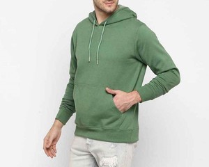 Sweat-shirt à capuche unisexe vert, coupe classique, en molleton de coton, pull décontracté avec poche, vêtement d'automne - Product Image 3