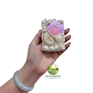 Travel Makeup <b>Mirror</b> Heart Shape Seashell <b>Compact</b> <b>Mirror</b> Handmade Beauty Accessory Gift for Beach Lovers - Product Image 1