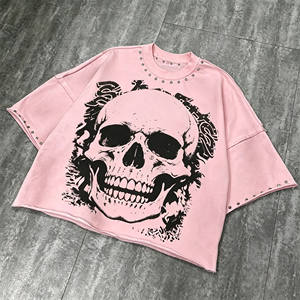เสื้อครอปท็อป ผ้าเจอร์ซีย์คอตตอน 100% 280GSM ผ้าตาข่ายสองชั้น ทรงบ็อกซี่ ขายส่ง เสื้อสตรีทแวร์ถักแน่น ระบายอากาศได้ดี รับผลิตแบบ OEM สหรัฐอเมริกา - Product Image 3