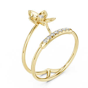 Anillo Minimalista de Oro Amarillo Sólido de 14k con Diamantes Cultivados en Laboratorio de Corte Redondo, Anillo de Boda Clásico, Regalo para Ella - Product Image 3