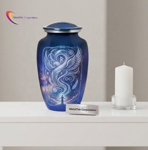 Aluminium Cremation Urns Handcrafted Adult Funeral Urn Decorative Metal Ashes Holder Large Celestial Memorial Urn Wholesale <b>Vase</b> - Product Image 1