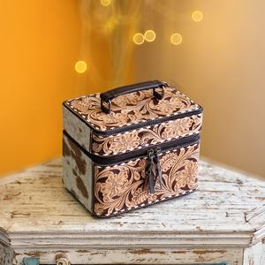 Venus Leather Ware Portable Custom Logo Cow Hide Leather Luxury Decoration Storage Case Zipper <b>Small</b> Travel Earrings DIY Bag - Product Image 4