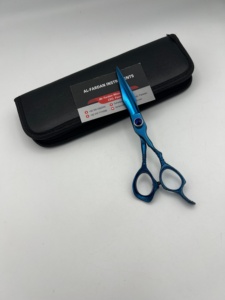 Ciseaux de coiffure professionnels en acier inoxydable japonais J2, couleur plasma bleue, avec poignée dragon et étui en cuir PU - Product Image 4
