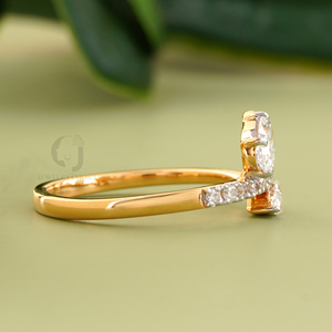 แหวนโมเดิร์น Toi et Moi ทองคำขาว 14K ประดับเพชรทรงรี 0.39 กะรัต และเพชรทรงมาร์คีส์ 0.13 กะรัต เพชรสร้างในห้องปฏิบัติการ ดีไซน์แบบ Bypass Halo เครื่องประดับสำหรับผู้หญิง - Product Image 2