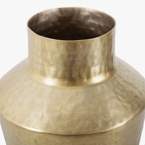 Vase décoratif en métal doré - Vase à fleurs métallique texturé martelé pour centre de table, design d'intérieur moderne et ameublement - Product Image 3