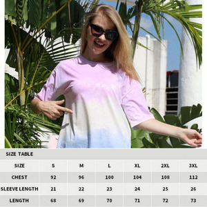 Women's Oversized Ombre Tie-Dye T-Shirt Lightweight Polyester Half Sleeve Round Neck Casual Custom Logo Summer <b>Top</b> - Product Image 6