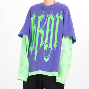 WHOLESALE UNISEX DOUBLE LAYER LONG SLEEVE OVERSIZED PULLOVER HOODIES TIE DYE EMBROIDERED WINTER - Product Image 5