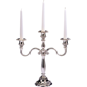 Candélabre en métal argenté à 3 bras de style européen antique, élégant porte-bougie décoratif, centre de table pour mariage, décoration intérieure et fête - Product Image 2