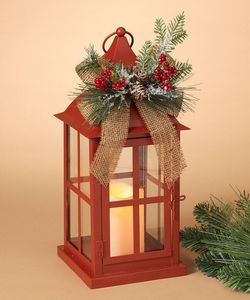 Lanterne décorative en métal avec insert en verre pour suspension au plafond ou présentation sur table dans n'importe quelle pièce - Product Image 1