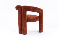 Fauteuil d'appoint moderne en tissu Teddy couleur caramel avec dossier en U pour salon