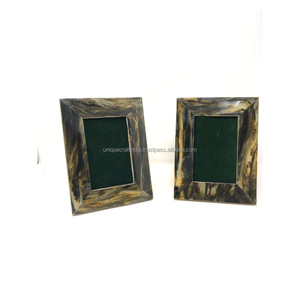 Handmade Wooden Photo <b>Frame</b> with Teal Marble and <b>White</b> Stripe Inlay Elegant Modern Home Decor - Product Image 6