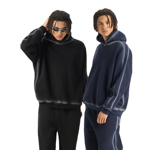 ชุดวอร์มผ้าฟลีซหนานุ่ม อบอุ่น 100% ผ้าฝ้าย 400 GSM เสื้อฮู้ดผู้ชายแบบสวมหัวและกางเกงวอร์มพร้อมกางเกงสเปรย์สำหรับผู้ชาย - Product Image 1