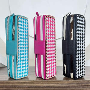 Estuche de Viaje para Plancha de Pelo, Diseño a Cuadros, Cuero Vacuno Repujado, Resistente al Calor, Organizador de Herramientas para el Cabello - Product Image 4