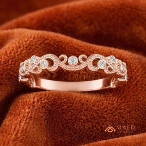 Anillo de Boda de Eternidad Vintage con Diamantes de Moissanita en Oro Rosa, Banda de Diamantes Cultivados en Laboratorio para Mujer, Joyería de EE. UU. - Product Image 3