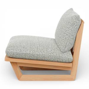 Fauteuil de salon en teck massif nordique, canapé individuel moderne et minimaliste, chaise de loisirs à dossier bas rembourrée en tissu pour chambre à coucher et hôtel - Product Image 4