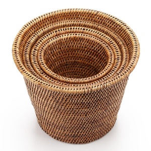 Handwoven Rattan <b>Flower</b> Pot <b>Basket</b> Woven Plant Planter Natural Indoor Outdoor Garden Decor - Product Image 4