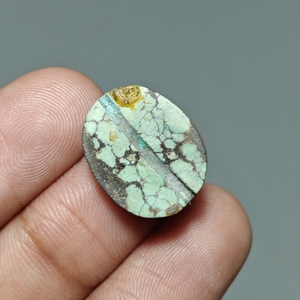 Natural Hubei Turquoise Cabochon Oval Turquoise Gemstone for Jewelry Making 18x15x5 mm. <b>9</b> Ct. E667 - Product Image 2