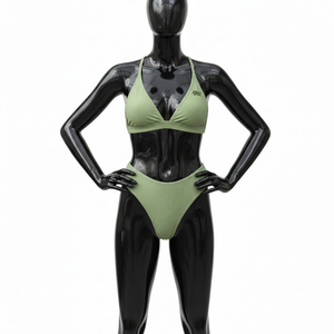 Conjunto de Bikini de Lujo para Mujer en Verde Salvia, Tejido de Nylon y Spandex con Nervaduras GSM, Ajuste Suave, Logotipo Personalizado con Transferencia Térmica - Product Image 1