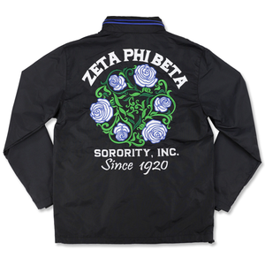 Veste coupe-vent noire Zeta Phi Beta légère à fermeture éclair avec lettres grecques, résistante à l'eau, manteau d'extérieur pour sororité - Product Image 2