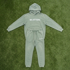 Conjunto de Sudadera Oversize Verde Personalizada y Pantalones Anchos de Felpa para Mujer, Chándal de Algodón Estilo Urbano OEM ODM - Product Image 4