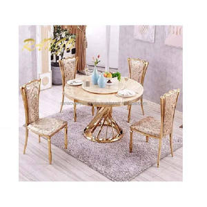 ชุดโต๊ะรับประทานอาหารหินอ่อนสุดหรูพร้อมขาเหล็กแข็งแรงและเก้าอี้แสนสบายเหมาะสำหรับทุกโอกาสในราคาที่ดีที่สุด - Product Image 3