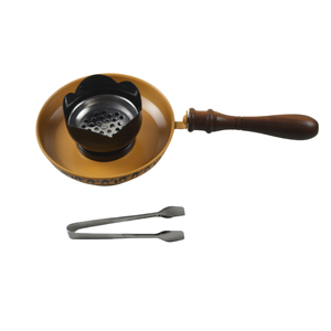 Brûleur d'encens en acier inoxydable de haute qualité, avec revêtement en poudre et finition en résine, poignée en bois et base antidérapante - Product Image 4