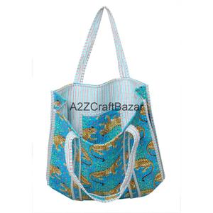 Eco-Friendly Women's Hand-Block Print Cotton Quilted Tote <b>Bag</b> Bohemian Shoulder <b>Bag</b> in Multi Colour Tote <b>Bag</b> Everyday Shopping - Product Image 3