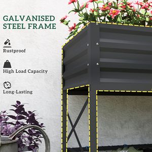 Jardinera Elevada de Acero Galvanizado de 40 x 20 x 10 Pulgadas, Capacidad de 440 Libras, Color Gris, con Revestimiento, Macetas Metálicas de 2 Litros para Jardines - Product Image 6