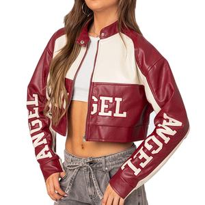 Veste de moto en cuir véritable vintage classique personnalisée, avec logo brodé OEM, veste de course courte pour femmes - Product Image 2