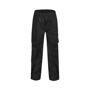 Pantalon cargo noir pour homme, taille élastique, poches latérales, coupe droite, tissu mi-lourd - Product Image 4