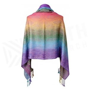 Bufanda Larga de Seda para Mujer, Estampado Degradado Multicolor, Accesorio de Moda Elegante para Todas las Temporadas - Product Image 5