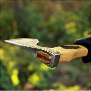 Hacha de Acero de Alto Carbono Hecha a Mano con Mango de Madera de Fresno y Funda de Cuero, para Camping y Bushcraft, Cabeza Barbuda, Resistente, Garantía de 3 Años - Product Image 2