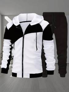 Men Hoodie Tracksuit Set <b>Zip</b> <b>Up</b> Jogger Sweatshirt and Sweatpants for Casual Sports - Product Image 1