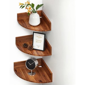 Rustic Acacia Wood <b>Corner</b> <b>Shelf</b> Unit - Handcrafted Wooden <b>Wall</b> <b>Shelves</b> Wholesale - Product Image 2