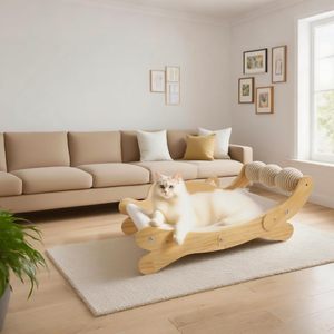 Cama Rascador de Lujo 3 en 1 para Gatos de Interior - Sisal y Madera Maciza, Desmontable, Lavable, Base Estable Antideslizante, para Gatos Grandes - Product Image 1