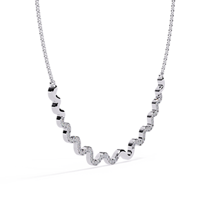 Wavy Curve Bar <b>Necklace</b> Featuring a Modern PT950 Platinum Zigzag Squiggle Pattern Set with Shimmering Lab Grown Diamonds - Product Image 2