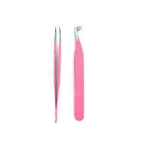 Pince à épiler professionnelle rose incurvée de qualité supérieure en acier inoxydable, pointe de précision lisse 10 mm pour sourcils - Product Image 2