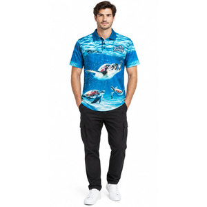 Derniers modèles de t-shirts de pêche unis à sublimation, manches courtes, séchage rapide, imperméables, protection UV UPF 50, polos d'été OEM - Product Image 4