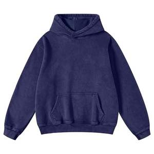 Oversized Acid Washed Fleece Pullover <b>Hoodie</b> Men Kangaroo Pockets 100% Cotton Custom Design Streetwear 3D Front Breathable - Product Image 3