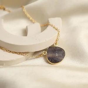 Rainbow Fluorite Heart Pendant <b>Necklace</b> Handmade Gold Plated Bezel Set Gemstone Jewelry Gift for Women - Product Image 5