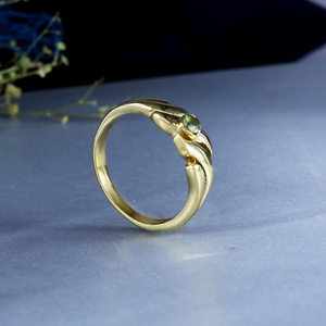 แหวนพลอยเพอริโดสเวฟแหวนทองเหลืองชุบทองโรแมนติกสำหรับผู้หญิง - Product Image 4
