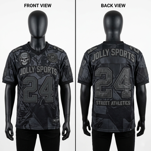 Maillot de football pour homme en maille poly 260 GSM, couleur rouille/noir, avec broderie chenille et twill, personnalisable, 100% coton, coupe ample, imprimé. - Product Image 4
