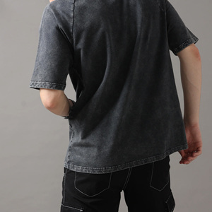 T-shirt pour homme en coton 100% biologique, lavage à l'acide, haute qualité, prix bas, avec logo personnalisé et couleur unie - Product Image 3
