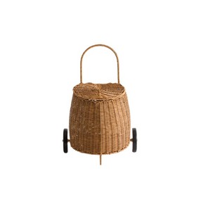 Panier de rangement roulant en rotin naturel tressé avec roues en bois et poignée pour l'organisation de la chambre d'enfant et de la crèche, fabriqué au Vietnam - Product Image 3