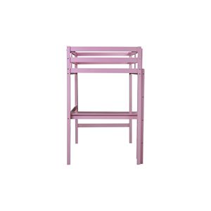 Letto a soppalco doppio per bambini in legno di gomma rosa con scrivania integrata, scaletta e ringhiera di sicurezza - Product Image 2