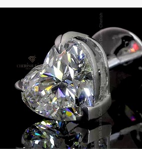 Élégantes boucles d'oreilles en forme de cœur avec diamants de laboratoire pour femmes, or blanc 18 carats, certifiées IGI, clarté VVS, 4,48 carats, HIPHOPSTAR - Product Image 1