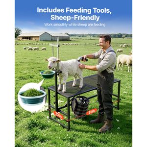 Soporte de ordeño para cabras de alta resistencia, capacidad de 600 lb, con comedero, cabezal ajustable, cesta para herramientas y poste de engrosamiento - Product Image 6